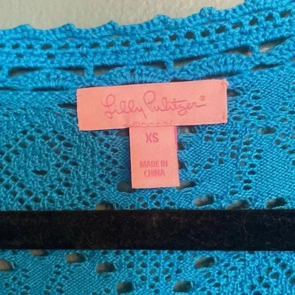 Lilly Pulitzer crochet women’s top - size xs - bright blue - Pompom trim - Picture 2 of 6